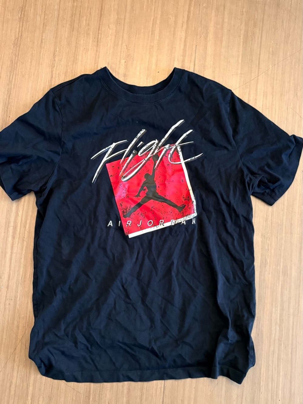 Jordan Black Tee with Red Flight Graphic